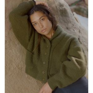 Ozma of California Sloan Alpaca Cardigan XS Forest Green